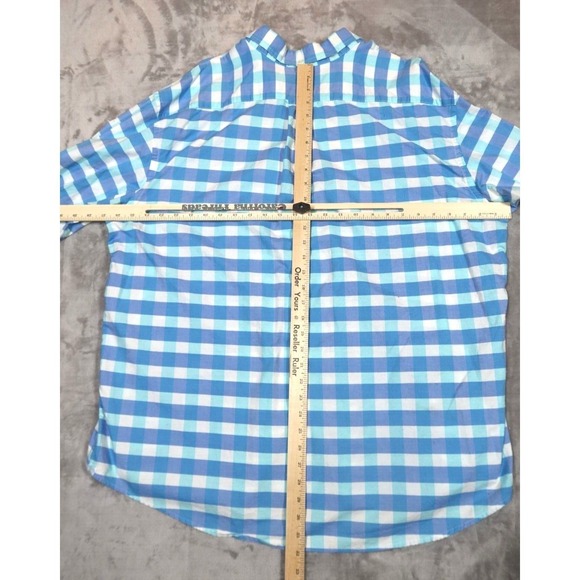IZOD Saltwater Blue Checkered Hiking Camping Shirt XXL 2XL - Picture 5 of 7